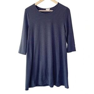 Garnet Hill ALine Seamed Tunic Striped Size Small Blue Gray Casual Comfy Stretch